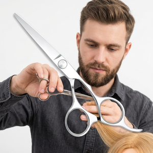 Ciseaux de coiffure professionnels à prix d'usine, en acier inoxydable japonais 6CR13, lame tranchante, manche moyen, pour droitiers - Product Image 4