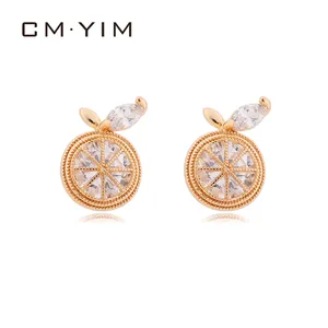 18K gold plated fashion hollow out design rice word Earrings female