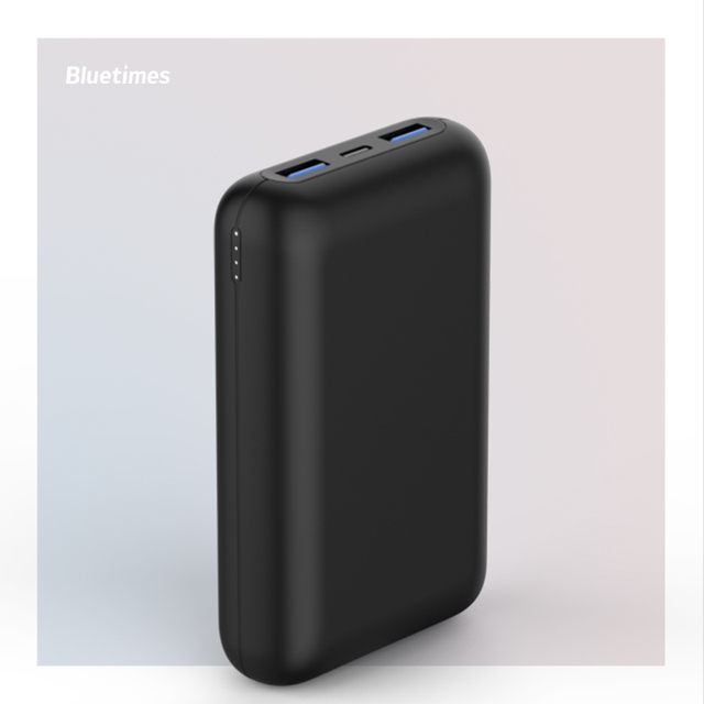 Bluetimes Hot Selling 20000mAh Big Capacity Double Type C Interface Line Style Quick Charge Support Portable Power Bank
