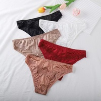 Tanga de malla de talle medio para mujer, talla XL, con corte alto, sin costuras, con encaje festoneado, liso, teñido, transpirable, con cintura elástica.
