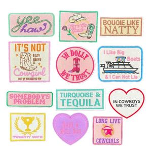 Patchs brodés personnalisés vintage en gros pour chapeaux de cow-boy western, patchs thermocollants en tissu brodé pour casquettes de camionneur et vêtements - Product Image 2