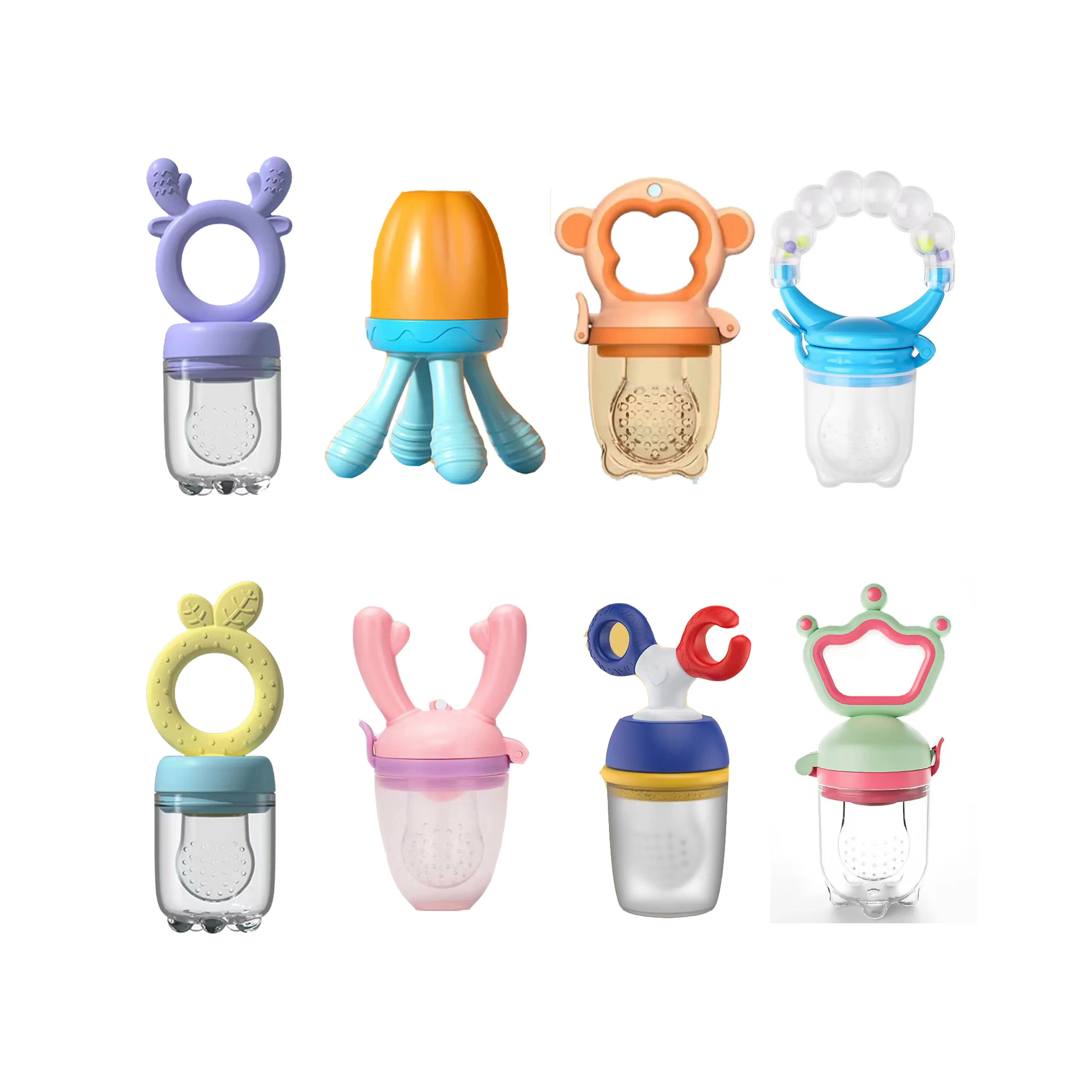 Paling Laris Dot Pemberi Makan Buah Buah Segar Bayi dengan BPA Gratis Kantong Silikon Mainan Teether untuk Bayi Bayi Anak-anak
