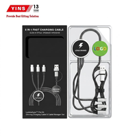 Câble de charge multi-usage tressé avec logo lumineux et organisateur LED, cordon de charge rapide 3A pour jeunes gamers et passionnés de technologie