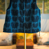 Vêtements originaux pour femmes, gilet double face à col rond et simple boutonnage, grande taille, en soie bleue Xiangyun, 5223
