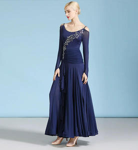 Robe de <span class=keywords><strong>danse</strong></span> moderne de style nouveau, vêtements de <span class=keywords><strong>danse</strong></span> standard, robe de valse à manches longues et col halter - Product Image 6