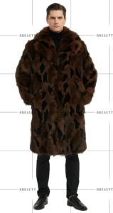 Abrigo Largo de Piel Sintética de Zorro para Hombre, Parka de Otoño Invierno, Transpirable, Ecológico, con Cuello de Solapa Grueso, Bolsillos, Corte Regular MASDB - Product Image 3