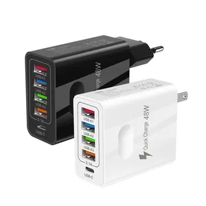 Carregador rápido 48W PD UE US 1 tipo c 4 porta USB adaptador múltiplo carregador rápido de parede para viagem do telefone móvel