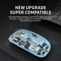 Harga Pabrik Mouse Nirkabel Optik Dual Mode 500mAh 2.4G+ BT5.2 1600DPI Mouse Gaming Isi Ulang Layar Daya Tahan Air