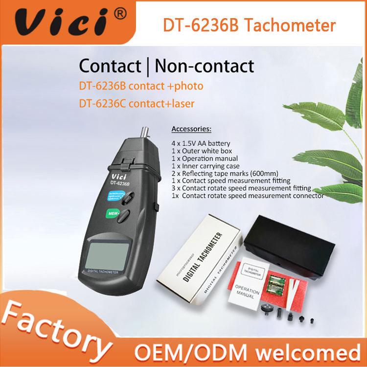 Tachimetro Digitale Portatile DT6236B - Misura Velocità A Contatto E Fotoelettrica, Con Memoria Dati, LCD - Foto 2