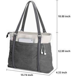 Free Sample 2025 Fashion Good Quality <b>Women's</b> Travel Work <b>Laptop</b> <b>Handbag</b> <b>Women</b> Canvas Crossbody Purse Tote Bag - Product Image 2