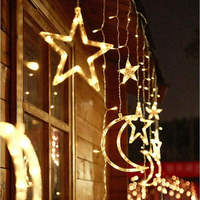 Guirlande lumineuse étanche étoiles et lunes, 8 modes, lumière chaude, pour décoration de fenêtre, camping, mariage, fête, extérieur