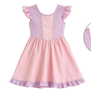 GSD3709 Vente en gros Nouvelle robe pour enfants style boutique Ensemble patchwork rose et violet pour petite fille pour Thanksgiving Sans MOQ ODM - Product Image 1