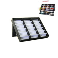 YTZ048 Boîte de rangement portable pour 18 paires de lunettes, présentoir pour représentants commerciaux, valise de présentation pour lunettes de soleil, sac de transport pour lunettes