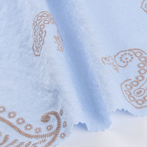 Tela con Patrón Paisley Bordado, Estilo Azul Claro, 87% Rayón, 13% Nailon, Aspecto de Lino, Tipo NR, Tejido Puff, Hecho en China - Product Image 1