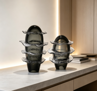 Statue abstraite unique en cristal K9 Nuage de nucléaire, figurine en verre artistique superposé pour centre de table de décoration intérieure contemporaine