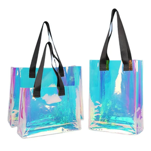 Fourre-tout de plage en PVC holographique avec logo personnalisé Sac en plastique avec poignée Sac à provisions irisé pour événements Cadeaux - Product Image 2
