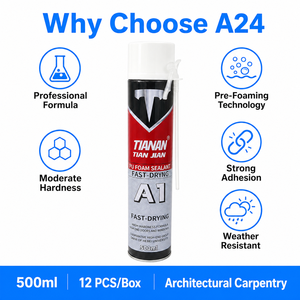 Scellant en mousse de polyuréthane personnalisé TIAN JIAN A24 500 ml, séchage rapide, adhésif PU monocomposant pour la construction de portes et de fenêtres - Product Image 3