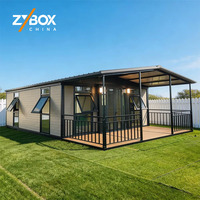 Maison préfabriquée ZYBOX, maison modulaire préfabriquée, structure en acier, cabane portable avec véranda couverte pour jardin arrière-cour