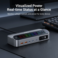 Station de charge de bureau GaN 470W à 6 ports avec écran LCD, chargeur rapide PD QC, hub de charge de bureau USB Type C