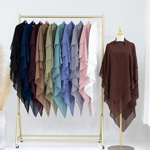 Crêpe de <span class=keywords><strong>jazz</strong></span> à deux couches pour femmes musulmanes modestes Khimar respirant Hijab à nouer au dos Niqab Long pour voile de prière Jilbab - Product Image 5