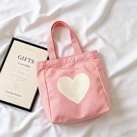 Sac fourre-tout en toile de coton rose à motif imprimé personnalisé avec sangle rouge, sac publicitaire promotionnel, sac de shopping promotionnel