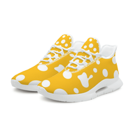 Chaussures de sport personnalisées pour hommes, grande taille, jaunes et blanches à pois, respirantes, avec semelle en mesh, chaussures de marche décontractées