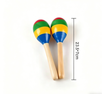 Orff Percussion Musical Instrument Accessories Christmas Colored Wooden Maracas for Music Enlightenment Education Celebrate
