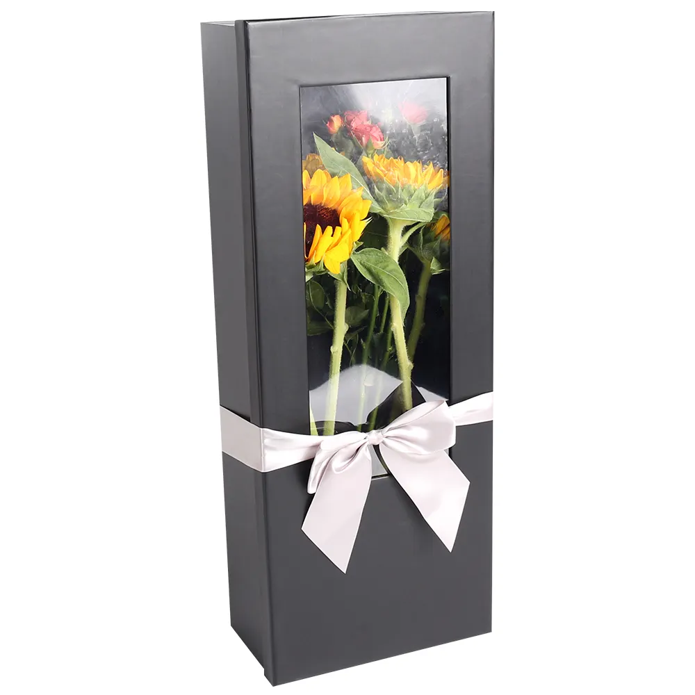 Atacado logotipo personalizado caixas de presente de flores de papel reciclável quadrado papelão rígido carimbo 'EU te amo mãe' embalagem personalizada