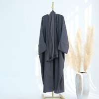 Loriya Aïd Ramadan Été Robes pour Femmes Vêtements Islamiques Modestes Abaya Cardigan Kimono Ouvert Devant Ensemble Hijab pour Dames Musulmanes