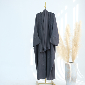 Loriya Aïd Ramadan Été Robes pour Femmes Vêtements Islamiques Modestes Abaya Cardigan <span class=keywords><strong>Kimono</strong></span> Ouvert Devant Ensemble Hijab pour Dames Musulmanes - Product Image 4