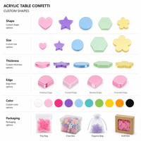 Confettis de table en acrylique personnalisés, formes miroir transparentes, pièces décoratives pour fêtes, mariages et événements, formes découpées sur mesure pour table de fête