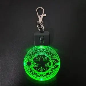 Laser gravierter Einhorn 3D-Design Acryl LED Schlüssel bund mit Metalls chl üssel ring Anime Acryl Charm