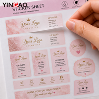 Autocollants prédécoupés Yingao avec logo personnalisé, autocollants en vinyle imperméables pour marque cosmétique, impression d'étiquettes pour emballages de gloss à lèvres
