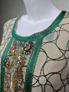 Broderie mode gaze dames Abaya pour vêtements musulmans en gros à manches longues maille Sequin lâche Robe islamique musulman Abaya - Product Image 2