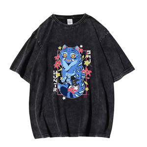 T-shirt vintage lavata Demonic Huntress <span class=keywords><strong>Group</strong></span> K-POP, top in cotone a maniche corte stampato di tendenza transfrontaliero per uomo e donna - Product Image 2
