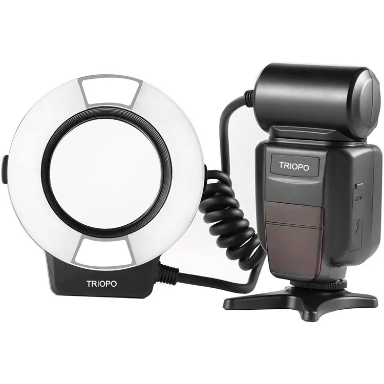 Triopo speedlights macro speed camera flash speedlite ring light compatible for canon 6d 50d 60d 1dx 580ex ii 5d