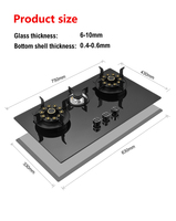 Table de cuisson à gaz pliable 3 brûleurs avec bouton tactile, cuisinière à gaz détachable