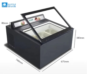 Vitrine réfrigérée de comptoir à ouverture frontale pour <span class=keywords><strong>yaourt</strong></span> et glace, avec compartiment de stockage pour <span class=keywords><strong>yaourt</strong></span> frit en tranches épaisses, certifiée ETL - Product Image 2
