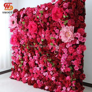 ฉากหลังงานแต่งงานแบบเรียบหรู ผนังดอกไม้ 3 มิติ 5 มิติ ขนาด 8 ฟุต x 8 ฟุต ผ้าไหมกุหลาบ แผงผนังดอกไม้แบบม้วน สำหรับตกแต่งงานปาร์ตี้และงานอีเว้นท์ - Product Image 2