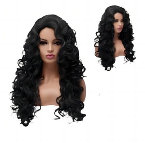 Perruque synthétique pour <span class=keywords><strong>femme</strong></span>, <span class=keywords><strong>cheveux</strong></span> longs ondulés naturels pour tous les jours, avec une raie au milieu et une <span class=keywords><strong>frange</strong></span>. - Product Image 6