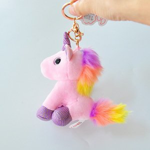 <span class=keywords><strong>Anime</strong></span> Schlüssel anhänger Cartoon Farben Plüsch Einhorn Puppe Anhänger Aufkleben Auto Schlüssel ring für Männer Student Taschen Gepäck - Product Image 2