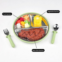 Assiette empilable en acier inoxydable pour enfants avec couvercle en silicone, résistante aux chutes, lavable au lave-vaisselle, durable
