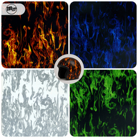 Film hydrographique graphique Flamme Bleue Rouge personnalisable en PVA pour pièces automobiles et équipements sportifs