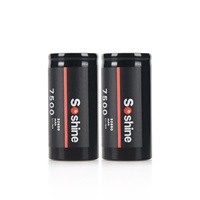 2 Paket Baterai Soshine NCR 32650, 3.7v 7500mAh 15A Baterai Isi Ulang Flat Top