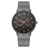 Montre Homme Personnalisée à Deux Cadrans, Bracelet Milanaise, Quartz, Aiguilles, Écologique, Tendance, Meilleure Vente à l'Export