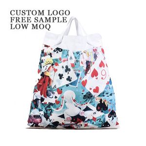 Sacs en toile réutilisables personnalisés avec impression intégrale du logo, sacs fourre-tout en toile de qualité supérieure, sacs de shopping en gros - Product Image 1