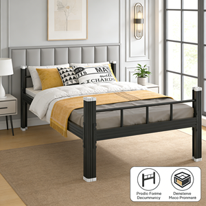 Cadre de lit simple en acier robuste et durable, lit en acier de qualité industrielle pour auberge et chambre avec barrières de sécurité - Product Image 5