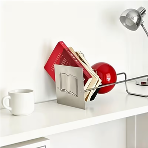 Étagère de rangement pour <span class=keywords><strong>DVD</strong></span> et <span class=keywords><strong>CD</strong></span> de style Bauhaus du milieu du siècle - Étagère de bureau moderne en acier inoxydable avec rangement autonome - Product Image 3