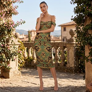 Robe de soirée longue Yijiayi-Alluring de marque Guangdong, col épaules dénudées, couleur unie, tricotée numérique 260g, pour événements formels, modèle YJYL5(<span class=keywords><strong>306</strong></span>) - Product Image 4