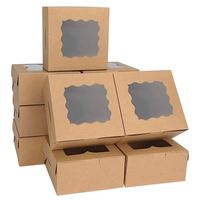 Boîte à cupcakes en papier kraft écologique personnalisée avec fenêtre, boîte à pâtisserie jetable pour biscuits, muffins, desserts, gâteaux, emballage